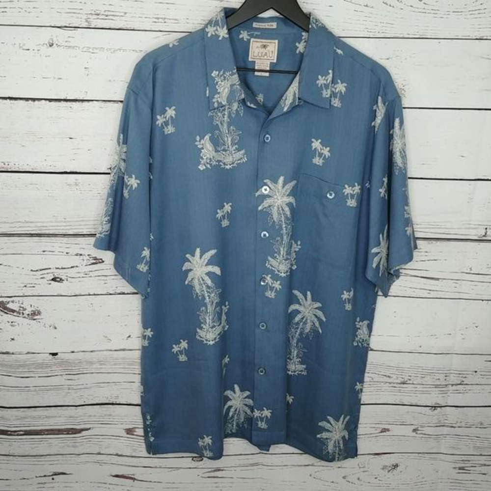 Luau Blue Silk Hawaiian‎ Shirt